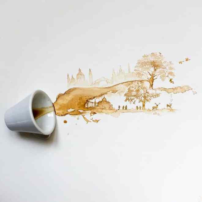 咖啡作畫 當(dāng)溢出的潑墨邂逅文藝創(chuàng)作